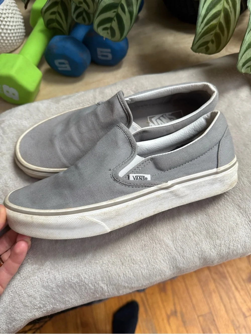 Vans Gray Classic Slip-On Canvas Shoes